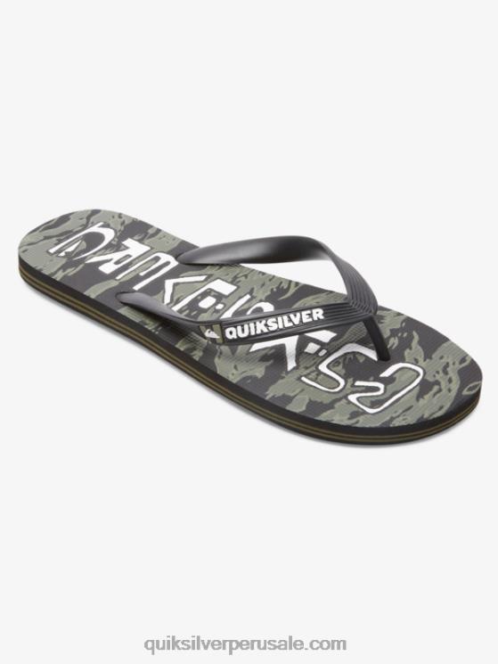 Quiksilver N8LNT1776 hombres verde negro chanclas molokai con gotas de ácido