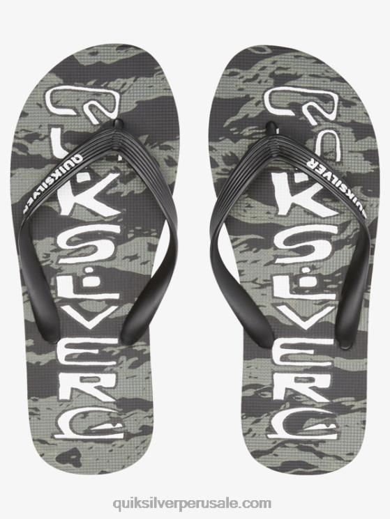 Quiksilver N8LNT1776 hombres verde negro chanclas molokai con gotas de ácido