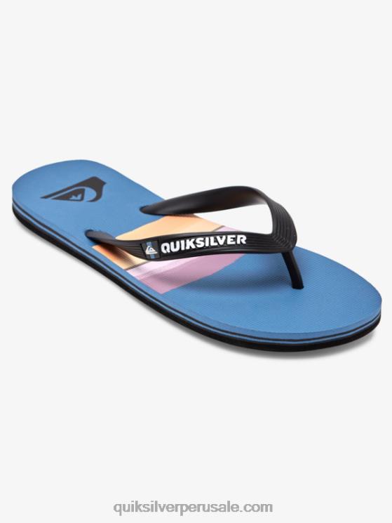 Quiksilver N8LNT1789 hombres negro/azul/gris chanclas molokai con tinte de resina