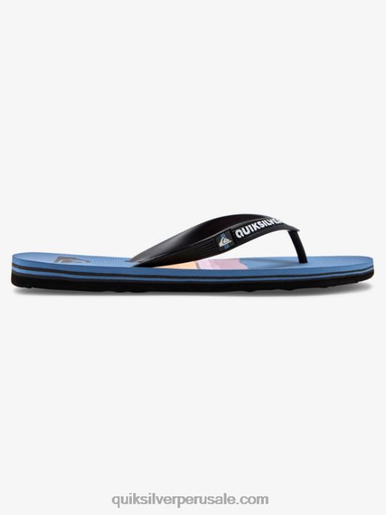 Quiksilver N8LNT1789 hombres negro/azul/gris chanclas molokai con tinte de resina