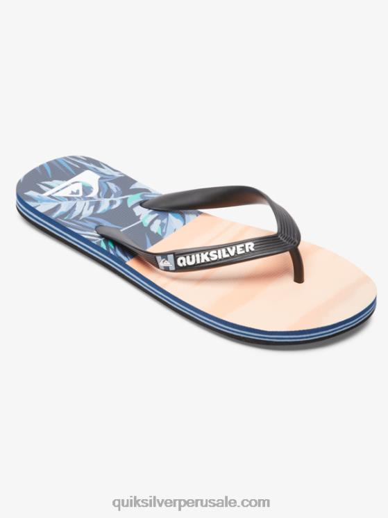 Quiksilver N8LNT1857 hombres negro/naranja/verde chanclas molokai cinco o