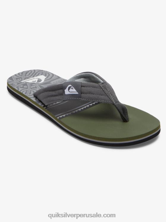 Quiksilver N8LNT499 hombres negro/verde/gris sandalias molokai layback