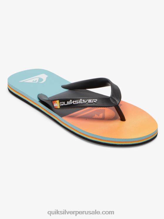 Quiksilver N8LNT568 hombres negro/naranja chanclas molokai con paneles