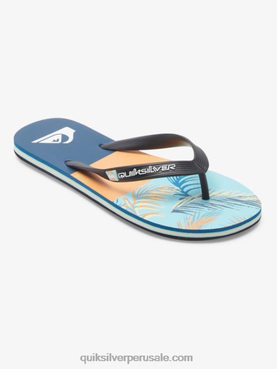 Quiksilver N8LNT569 hombres azul/negro/amarillo chanclas molokai con paneles