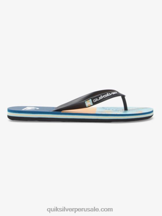 Quiksilver N8LNT569 hombres azul/negro/amarillo chanclas molokai con paneles