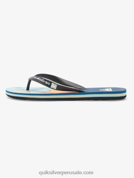 Quiksilver N8LNT569 hombres azul/negro/amarillo chanclas molokai con paneles