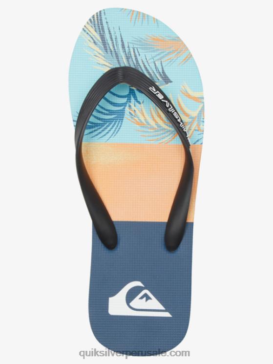 Quiksilver N8LNT569 hombres azul/negro/amarillo chanclas molokai con paneles
