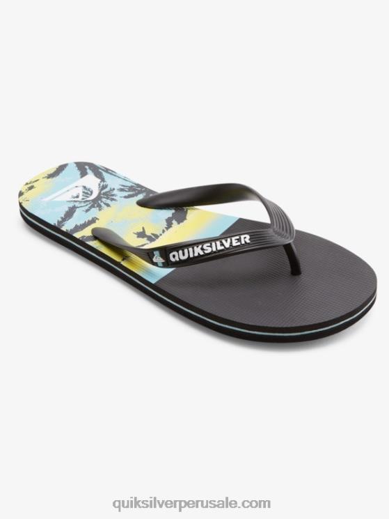 Quiksilver N8LNT574 hombres negro chanclas molokai con paneles