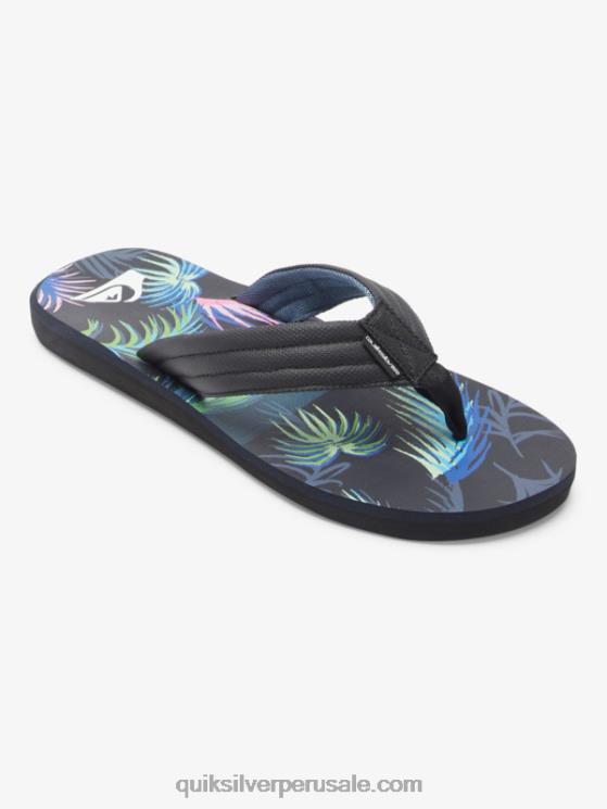 Quiksilver N8LNT611 hombres azul negro sandalias con estampado Carver