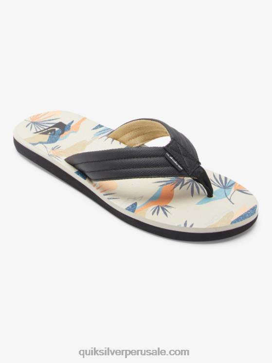 Quiksilver N8LNT612 hombres negro/blanco/azul sandalias con estampado Carver
