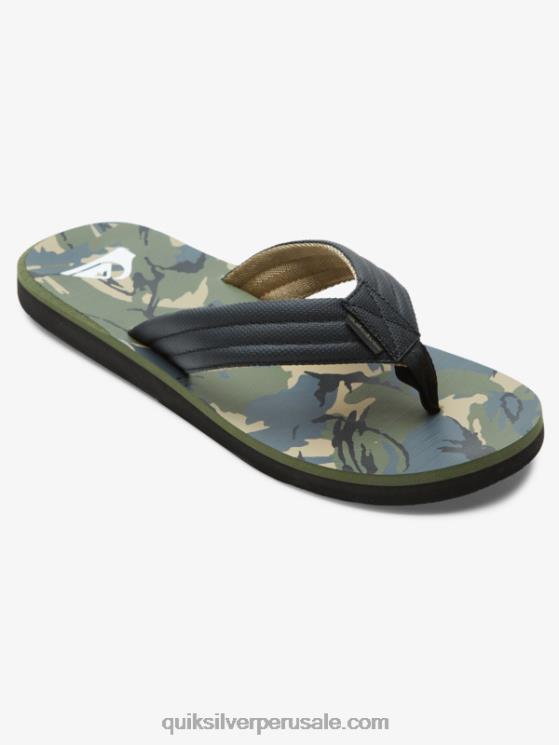 Quiksilver N8LNT614 hombres negro/verde/gris sandalias con estampado Carver