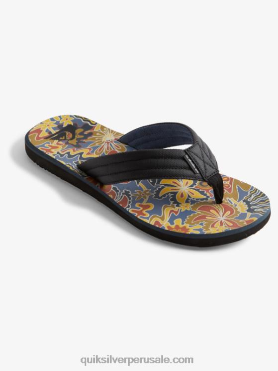 Quiksilver N8LNT615 hombres negro/azul/gris sandalias con estampado Carver