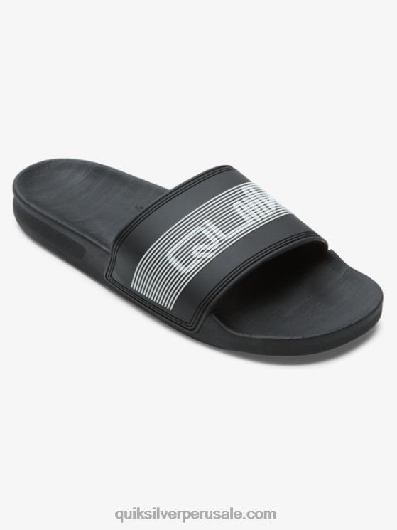 Quiksilver N8LNT683 hombres negro sandalias con tira deslizante Rivi Wordmark