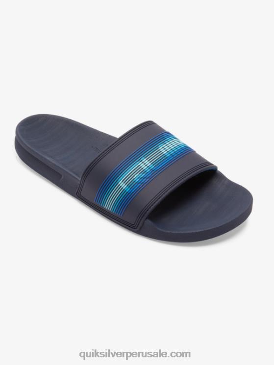 Quiksilver N8LNT684 hombres azul 5 sandalias con tira deslizante Rivi Wordmark