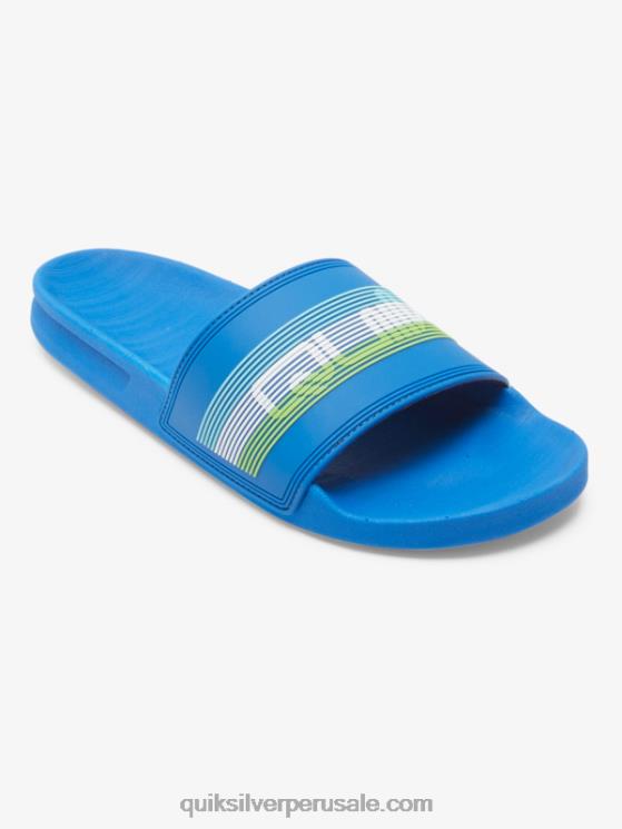 Quiksilver N8LNT685 hombres azul 4 sandalias con tira deslizante Rivi Wordmark