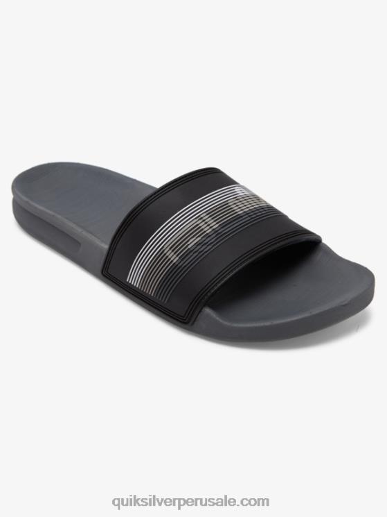 Quiksilver N8LNT690 hombres Gris oscuro sandalias con tira deslizante Rivi Wordmark