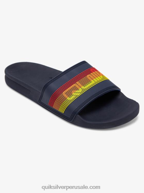 Quiksilver N8LNT691 hombres azul 2 sandalias con tira deslizante Rivi Wordmark