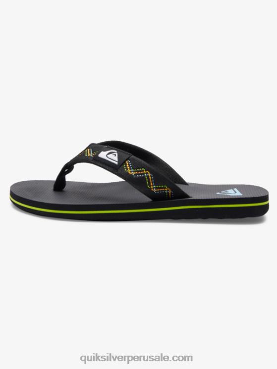 Quiksilver N8LNT2148 Niños verde negro 8-16 molokai sandalias con puntadas