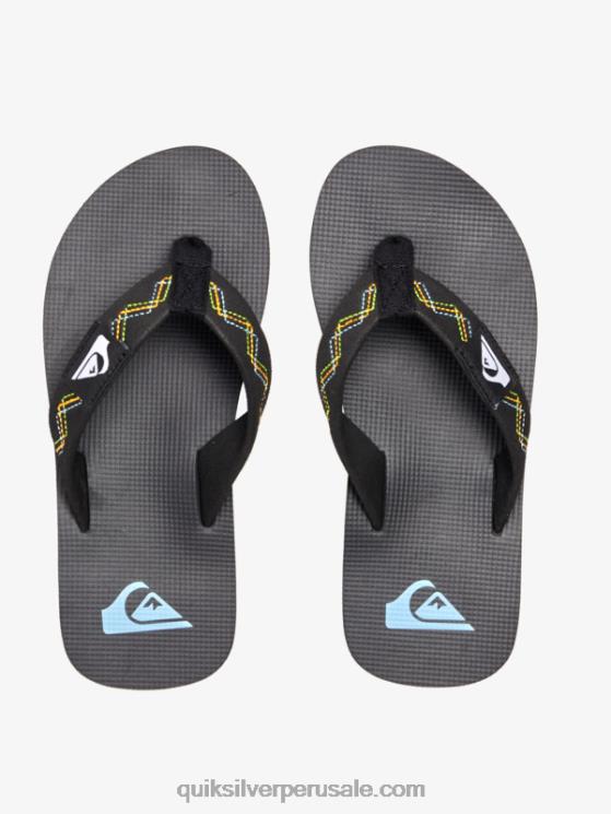 Quiksilver N8LNT2148 Niños verde negro 8-16 molokai sandalias con puntadas