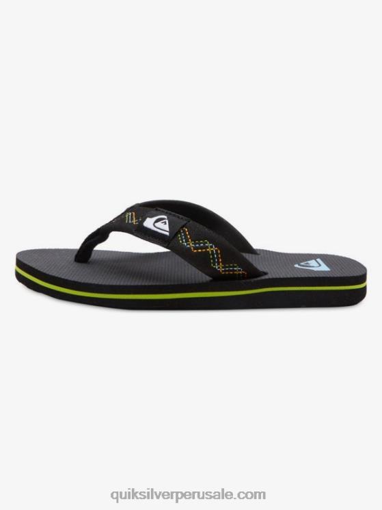 Quiksilver N8LNT2148 Niños verde negro 8-16 molokai sandalias con puntadas
