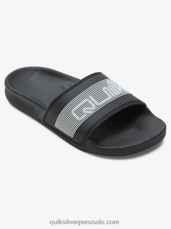 Quiksilver N8LNT2161 Niños negro 8-16 sandalias Rivi con marca denominativa