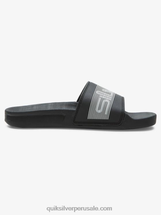 Quiksilver N8LNT2161 Niños negro 8-16 sandalias Rivi con marca denominativa