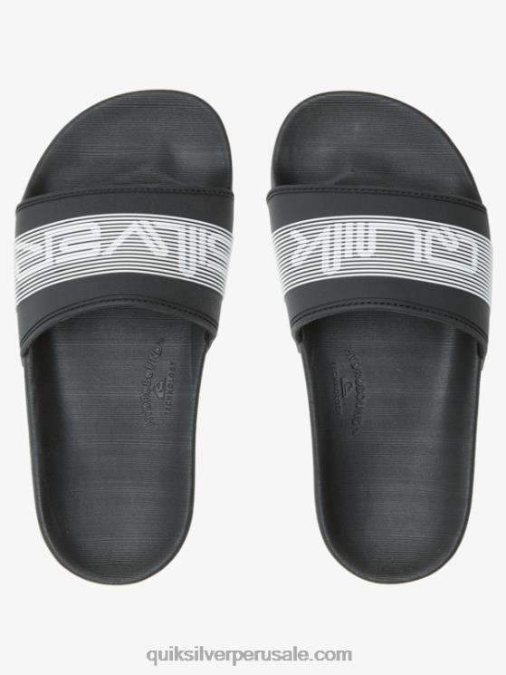 Quiksilver N8LNT2161 Niños negro 8-16 sandalias Rivi con marca denominativa