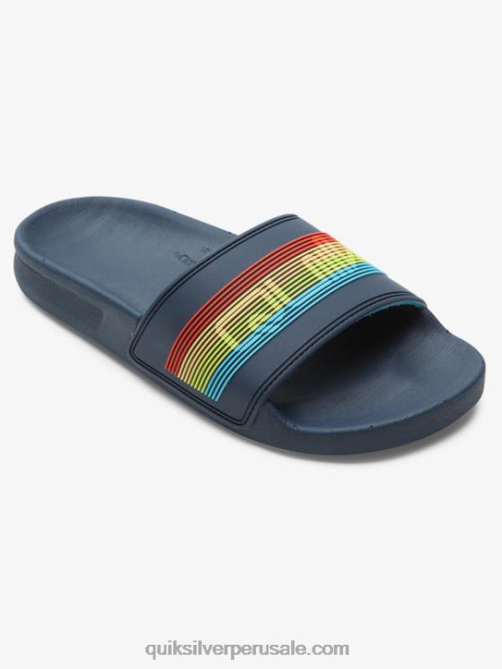 Quiksilver N8LNT2162 Niños azul 2 8-16 sandalias Rivi con marca denominativa