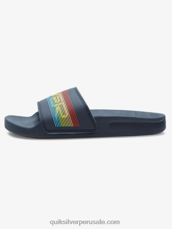 Quiksilver N8LNT2162 Niños azul 2 8-16 sandalias Rivi con marca denominativa