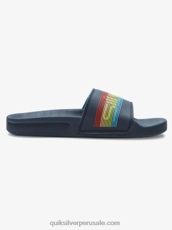 Quiksilver N8LNT2162 Niños azul 2 8-16 sandalias Rivi con marca denominativa