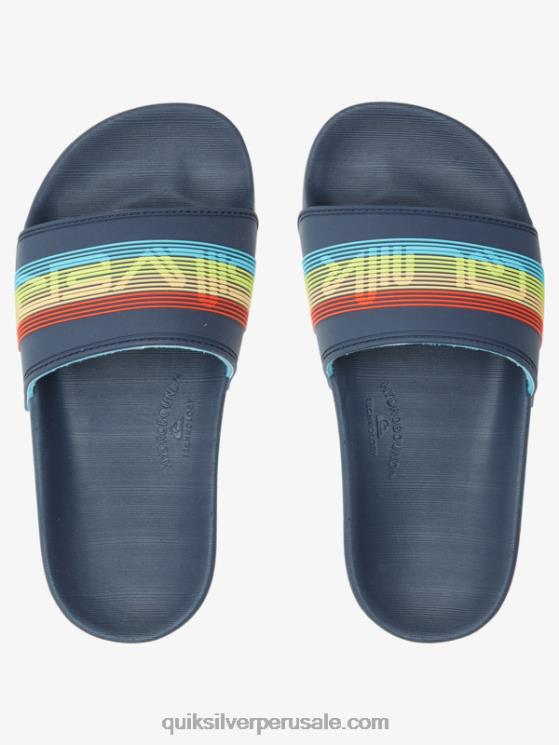 Quiksilver N8LNT2162 Niños azul 2 8-16 sandalias Rivi con marca denominativa